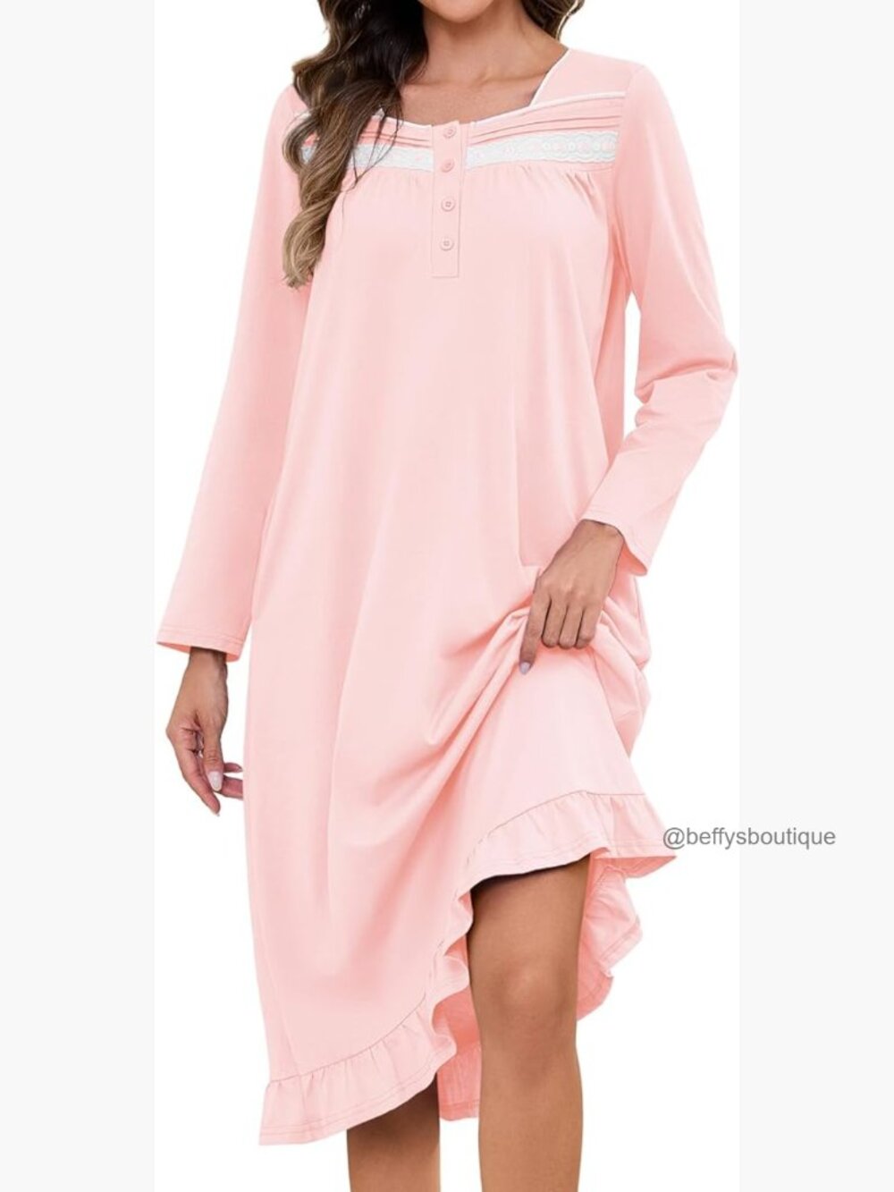 100% Cotton Nightgown with Pockets Sleep Dress S-3XL